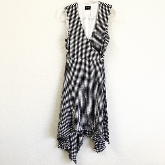 Bardot Asymmetrical Wrap Dress Gingham Size M/8 - Picture 2 of 7